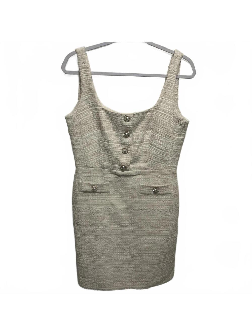 Elegant Cream Textured Mini Dress with Button Detail Size 6 new $168 Best offer - Picture 10 of 10
